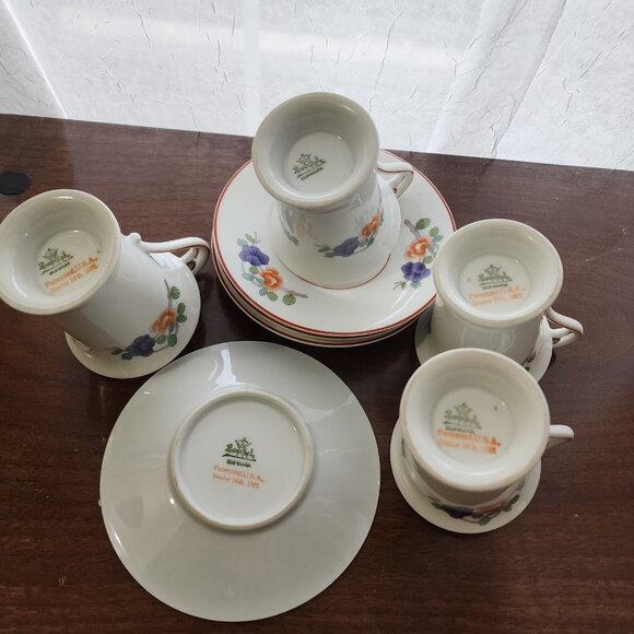 4 Rosenthal Indian Tree Cup Saucer 3.5" Continental line rust purple antique vin - Picture 12 of 16